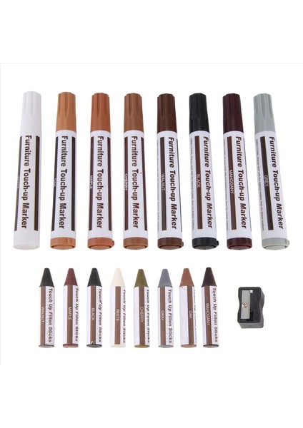 Mobilya Onarım Kiti Ahşap Işaretçiler - 17 Işaretler Seti - Kara Zemberi Ahşap Zeminler Için Kaleme Kişili Markalar ve Balmumu Çubukları (Yurt Dışından) fiyatları