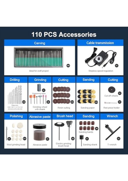 Elektrik Reçine Parlatma Kiti 110 Aksesuar ile Reçine Matkabı Reçine Döküm Kalıpları Için Döner Aracı Abd Fişini Oymak Için (Yurt Dışından) fırsatları