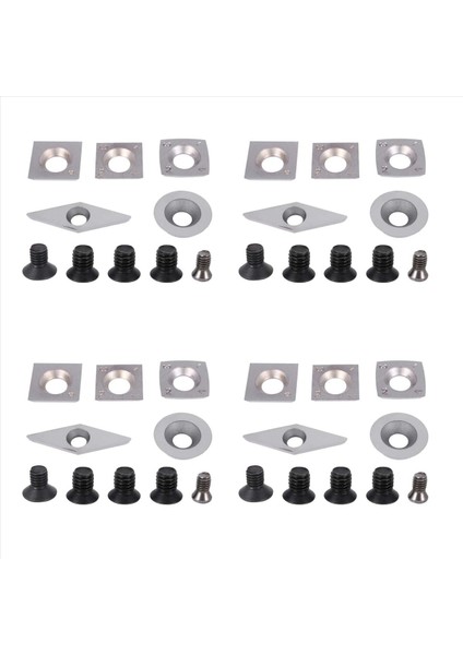 20 Adet Turning Karbür Kesici Ekler Kombinasyon Kombinasyonu Ahşap Turning Çalışma Torna Aracı Vida ile Set (Yurt Dışından)