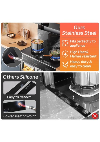 Paslanmaz Çelik Soba Kapağı Soba Koruması Mutfak Sobası Dolgu Soba Trim Kiti Ayarlanabilir Uzunluk 13 8 Inç Ila 27 6 Inç (Yurt Dışından) indirimleri