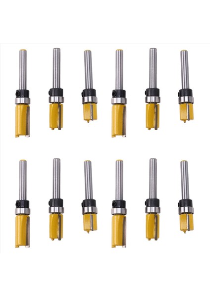 12PCS 1/4 Inç Floş Trim Yönlendirici Bit Desen Bit Üst ve Alt Yatak 1/2 Inç Bıçak Şablonu Kenar Ahşap Düzeltici Kesici (Yurt Dışından)