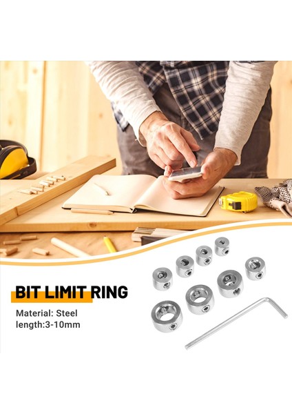 9pcs/set Ahşap Işleme Matkap Durdurucu Konumlandırma Durdurma Halkası Sondaj Derinlik Kontrolör Paslanmaz Çelik Üçlü Bağlantılar (Yurt Dışından) indirimleri