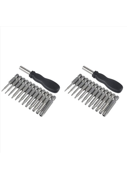 24 Paket Torx Kafa Tornavida Bit Seti 1/4 Inç Hex Shank T5-T40 Yıldız Tornavida Alet Kiti 2 Paket Saplı (Yurt Dışından)
