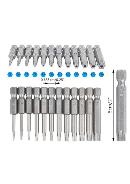 24 Paket Torx Kafa Tornavida Bit Seti 1/4 Inç Hex Shank T5-T40 Yıldız Tornavida Alet Kiti 2 Paket Saplı (Yurt Dışından) fiyatları