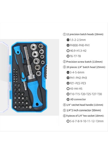 44 Parçalı Cırcır Tornavida Biti Kılıf Seti Taşınabilir Bakım Araçları Aileler Garajlar ve Bisikletler Için Uygundur (Yurt Dışından) indirimleri