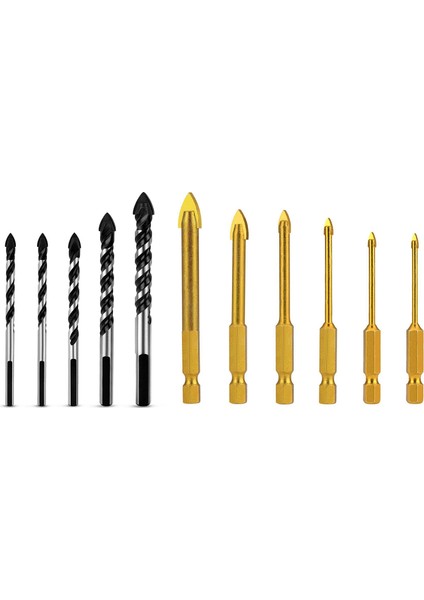 6 Pcs Cam Drill Bitler Set Kiremit Seramik Sondaj Seti 3/4/5/6/8/8/10 mm Porselen Mermer Ayna ve 5 Pcs Çini Beton Tuğla ve Ahşap Tungsten Için Çok Malzemeli Matkap Bit Seti (Yurt Dışından)