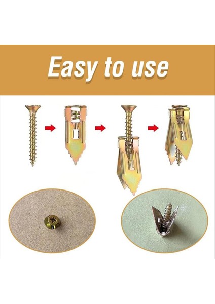 100PCS Yükseltilmiş Kendini Driling Ankraj Vidaları Alçıpan Ankrajları ve Vidalar Kiti Kolay Uygulama Yok Veya Duvarda Delikler (Yurt Dışından) indirimleri