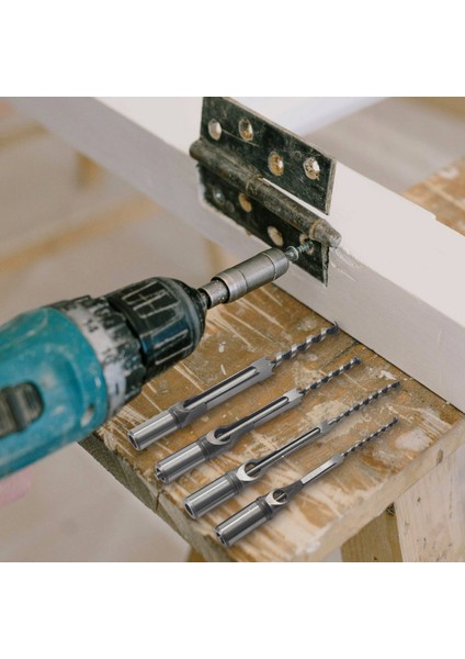 4pcs Ahşap Kare Delik Matkap Bitleri Ahşap Mortezon Kesme Set Set Kesme Bit Kitleri Ahşap Işleme Deliği Testere Setleri Büküm Matkap Diy Mortising Kesme El Engelleri (Yurt Dışından) fırsatları