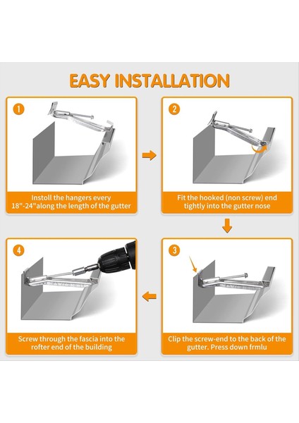 5inç 25 Paket Oluk Askıları Önceden Yazılmış Vida Alüminyum Oluk Braketleri ile Sarkan Yağmur Oluklarını Tamir Etmek Için (Yurt Dışından) modelleri