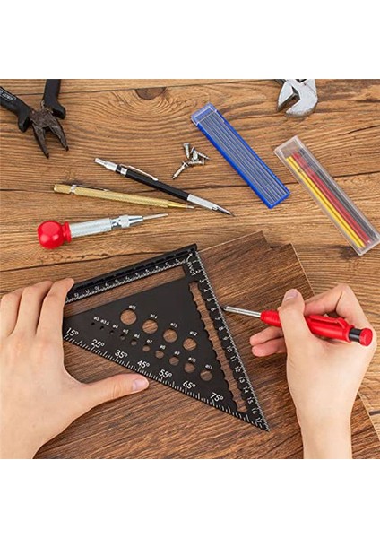 Carpenter&#39 In Meydanı Çok Fonksiyonlu 180MM Carpenter Açı Cetveli - Derin Delik Işaretçisi/kalem Yatıkları/merkez Punch Dahil (Yurt Dışından) indirimleri