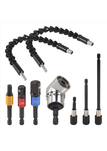 Esnek Matkap Uzantısı Hex Shank Matkap Somun Sürücü Bit Seti Bükülebilir Matkap Bit Evrensel Soket Adaptör Seti (Yurt Dışından)