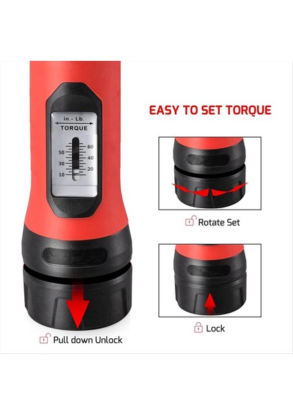 Önceden Ayarlanabilir 10-65IN Lb Manuel Tork Torda Tutma Penceresi Tork Bisikleti Bisiklet Onarımı Aracı (Yurt Dışından) modelleri