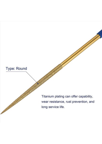 Elmas Iğne Dosya Seti 3mm x 140MM Yuvarlak Dosyalar Metal Ahşap Taş Cam Için Titanyum Kaplamalı Araçlar 20 Pcs (Yurt Dışından) modelleri