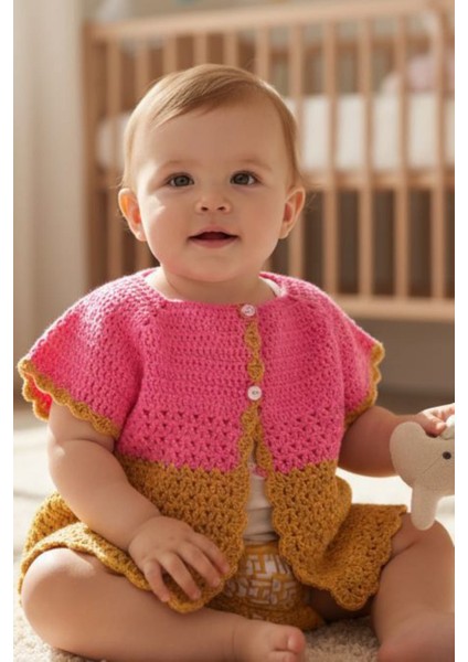 Tokuşka Örme Neşeli Rengarenk Bebek Hırkaları 0-3 Ay