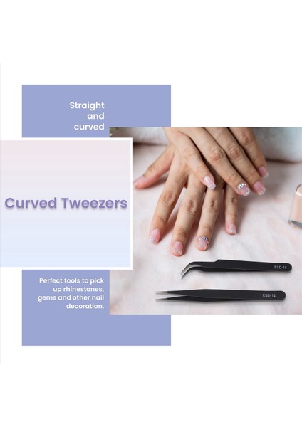 Çivi Art Rhinestones Kirpikleri Uzatma Düz ve Kavisli Cımbız Araç Set-Siyah (Yurt Dışından) indirimleri