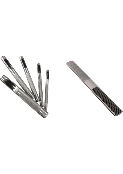 5pc Delik Deri Kemer Kesici El Sanatları Hollow Punch &amp 1x 4 Içinde 1 8 Inç Karbon Çelik Marangozluk Ahşap Dosya Dosya Tool 200MM (Yurt Dışından)