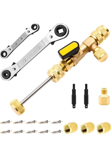 Çift Boyutlu Sae 1/4 ve 5/16 Bağlantı Noktalı Valf Çekirdek Sökücü Aracı Conta ve 3pcs Pirinç Fındık ile 10 Adet Valf Çekirdekleri (Yurt Dışından)