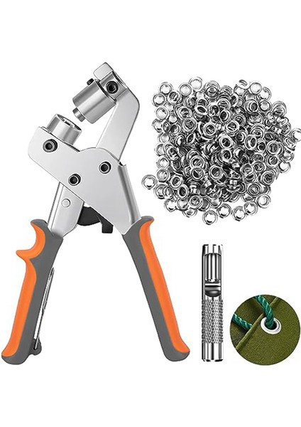 Grommet Tool Kit Ağır Deli Delin Pul Pensesi Aracı 500 Grommets Şezlon (Yurt Dışından)