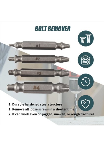 4x Vidalı Çıkarıcı Matkap Bitleri Kılavuz Kırık Cıvata Çıkartma Kolay #1 #2 #3 #4 (Yurt Dışından) indirimleri
