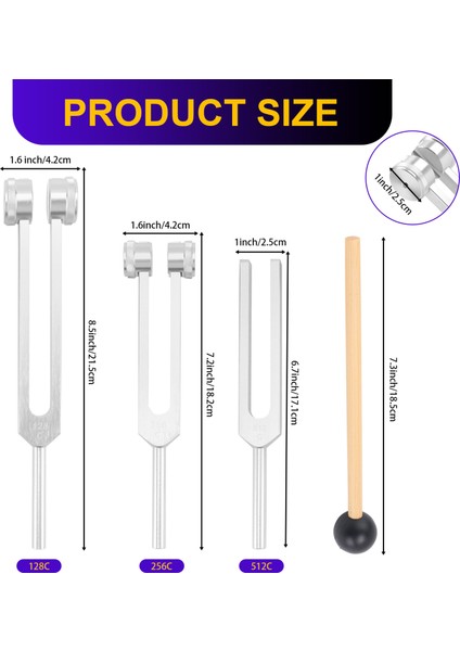 Tuning Forks SET-128 Hz 256 Hz 512 Hz Tuning Çatalları Iyileşme Çakra Ses Terapisi Beden Zihin ve Ruh Için Mükemmel (Yurt Dışından) fırsatları