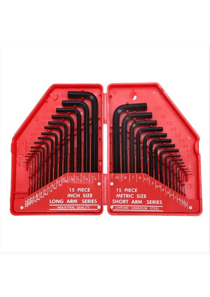 30PCS Altıgen Anahtar Aracı Seti Sae &amp Metrik Hex Kahramanlar L Şeklinde Mekanik El Aletleri Tornavida Kiti (Yurt Dışından)