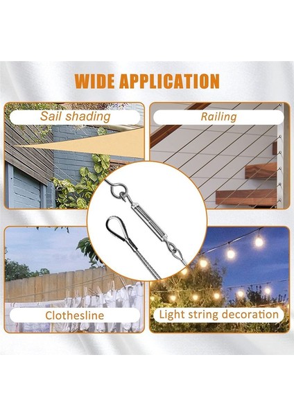 1/16INCH Turnikili Tel Germe Kiti Ağır Turnikli Kablo Korkuluk Kiti 65FT Tel Halat M5 Kanca ve Göz Turnazet Kiti (Yurt Dışından) modelleri