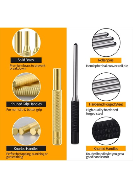 Rulo Pimi Yumruk Seti Pirinç Pim Yumrukları Dahil Olmak Üzere Yumruk Çıkarma Onarım Araçları Çelik Pim Yumrukları Depolama Torbası ile (Yurt Dışından) fırsatları