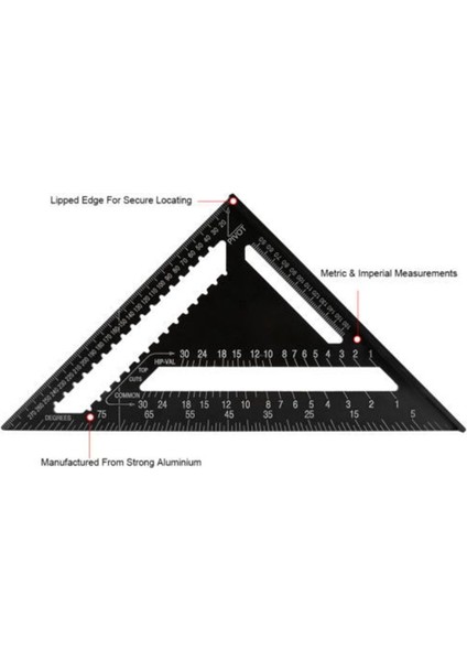 Üçgen Kare 12 Inç Ölçüm Aletleri Alüminyum Ağaç Işleme Aletleri Inç Kare 90 Derece Kalın (Yurt Dışından) indirimleri