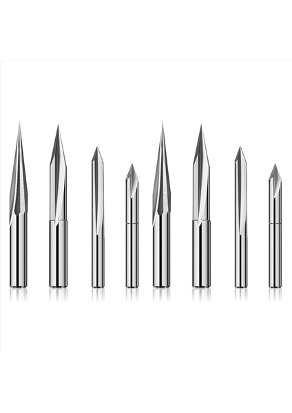 Cnc Yönlendirici Bitleri Set 1/4 Shank Gravür Ahşap Oyma Yönlendirici Biti 6mm &amp 4mm V -Groove Profil Biti Tungsten Çelik - 8pcs (Yurt Dışından)