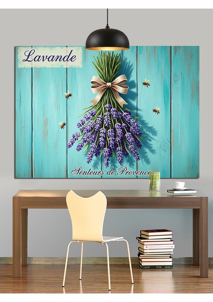 Lavanta Çiçekleri Rustik Ahşap Dekoratif Kanvas - Mdf Ahşap Tablo