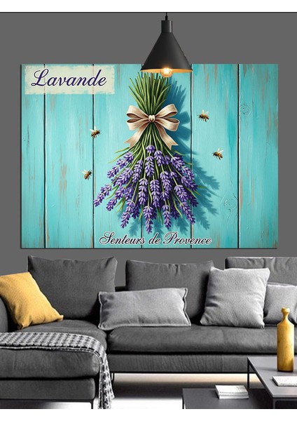 Lavanta Çiçekleri Rustik Ahşap Dekoratif Kanvas - Mdf Ahşap Tablo fırsatları