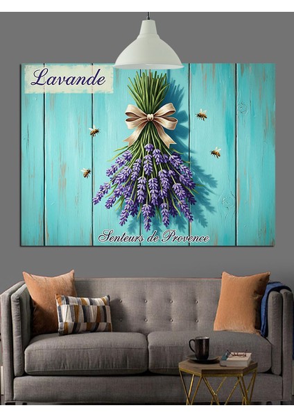 Lavanta Çiçekleri Rustik Ahşap Dekoratif Kanvas - Mdf Ahşap Tablo indirimleri
