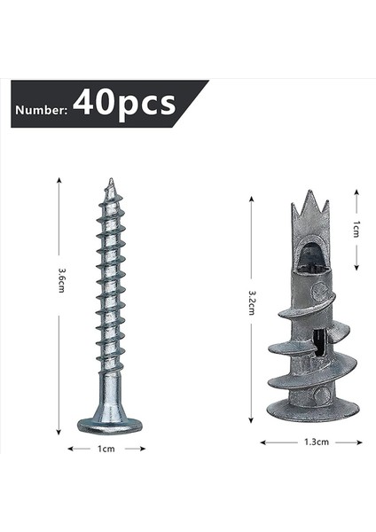 80 Pcs Metal Self Ankrajı Vidalı Dübeller Vidalı Dübeller Tek Katmanlı ve Çift Kaplı Alçı Için (Yurt Dışından) modelleri