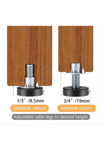 1/4 Inç Iplik Tesviye Ayakları 16 Adet T-Futatası ile 16 Adet Mobilya Tesviye Ayarlanabilir Mobilya Ayakları Dişli Vida Içinde (Yurt Dışından) indirimleri