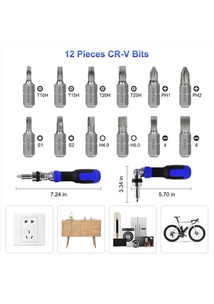 Cırcır Tornavida 13&#39 Ü 1 Arada Çoklu Tornavida Aleti Tek Bir Cırcırlı Tornavida 180 Derece Pivotlama Ayarlanabilir (Yurt Dışından) fırsatları