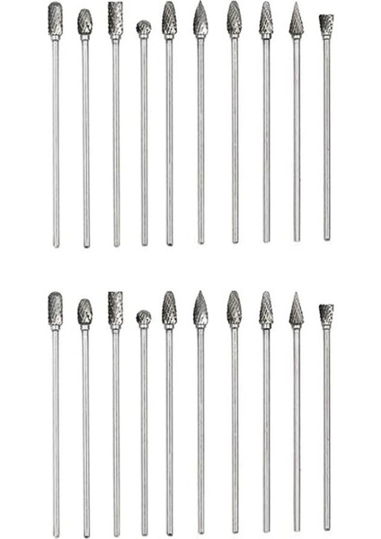 20PC 4 Inç Uzunluğunda Çift Kesilmiş Tungsten Katı Karbür Döner Çapak Seti 1/8 Inç (3mm) Şaft Bükülme Matkap Ucu Döner Aletler (Yurt Dışından)