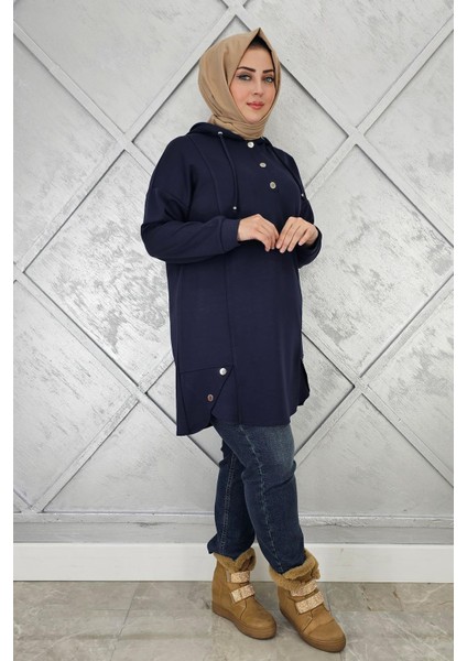 Kadın Çıt Çıtlı Kapüşonlu Tesettür Tunik