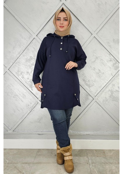 Kadın Çıt Çıtlı Kapüşonlu Tesettür Tunik modelleri