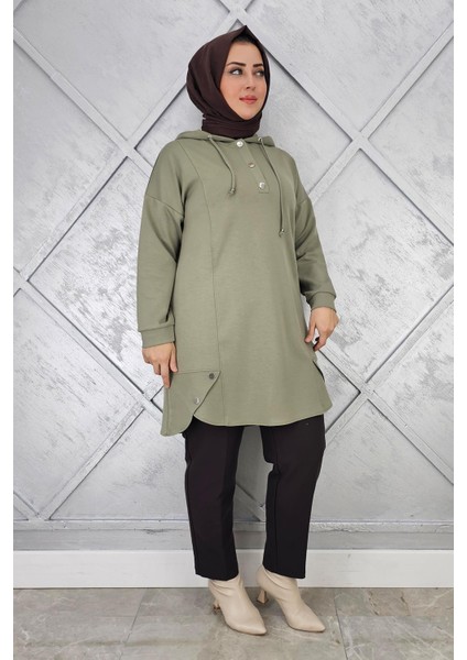 Kadın Çıt Çıtlı Kapüşonlu Tesettür Tunik