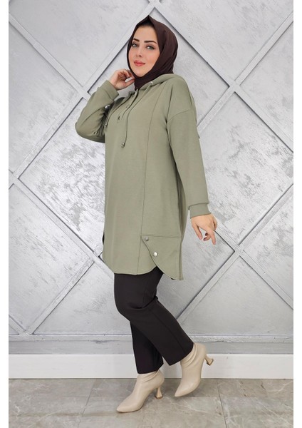 Kadın Çıt Çıtlı Kapüşonlu Tesettür Tunik fiyatları