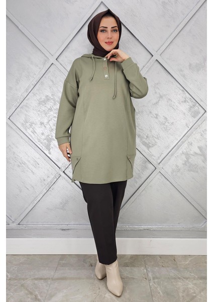 Kadın Çıt Çıtlı Kapüşonlu Tesettür Tunik modelleri