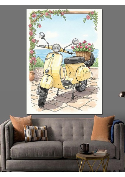 Bisiklet ve Çiçekler Sepet Dekoratif Kanvas - Mdf Ahşap Tablo fiyatları