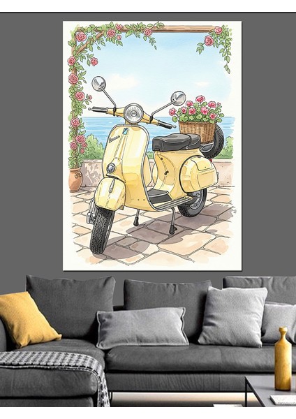 Bisiklet ve Çiçekler Sepet Dekoratif Kanvas - Mdf Ahşap Tablo modelleri