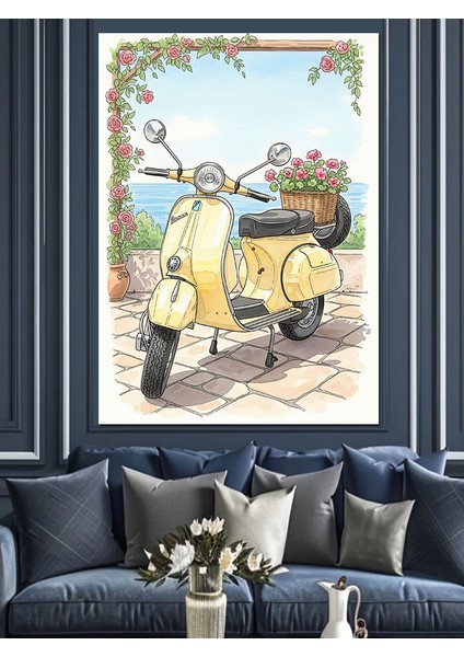Bisiklet ve Çiçekler Sepet Dekoratif Kanvas - Mdf Ahşap Tablo fırsatları