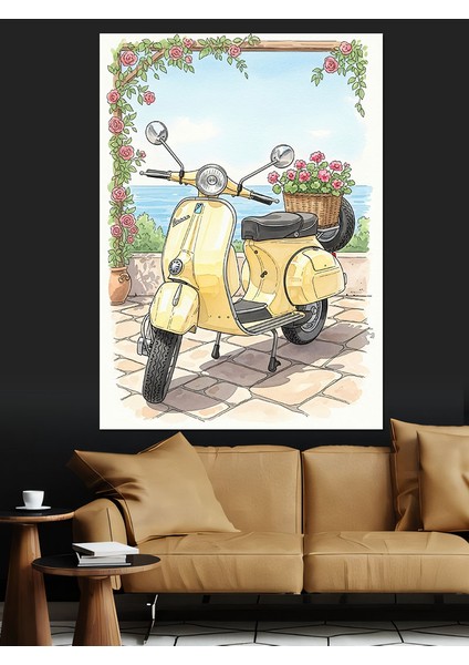 Bisiklet ve Çiçekler Sepet Dekoratif Kanvas - Mdf Ahşap Tablo indirimleri