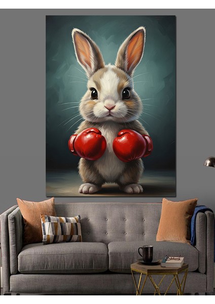 Sevimli Boksörtavşan Kırmızı Eldiven Dekoratif Kanvas - Mdf Ahşap Tablo modelleri