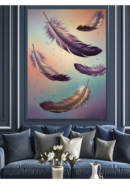 Uçan Tüyler Sanat Çizim Dekoratif Kanvas - Mdf Ahşap Tablo fırsatları