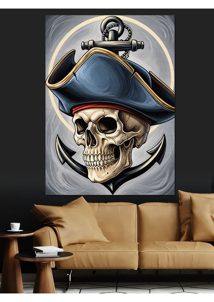 Korsan Şapkalı Kurukafa Sanat Dekoratif Kanvas - Mdf Ahşap Tablo indirimleri