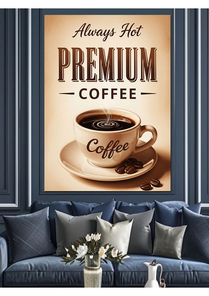 Daima Premium Kahve Kupası Dekoratif Kanvas - Mdf Ahşap Tablo