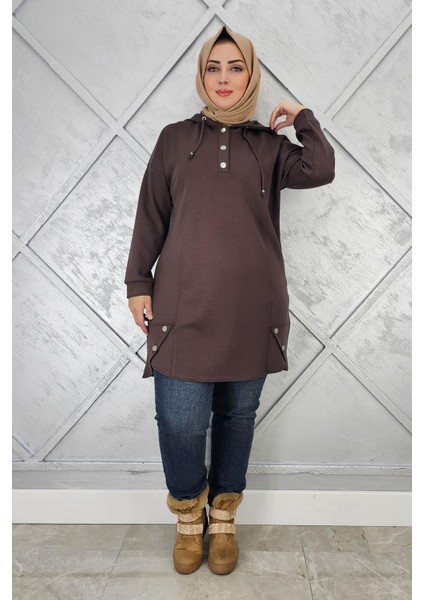 Kadın Çıt Çıtlı Kapüşonlu Tesettür Tunik